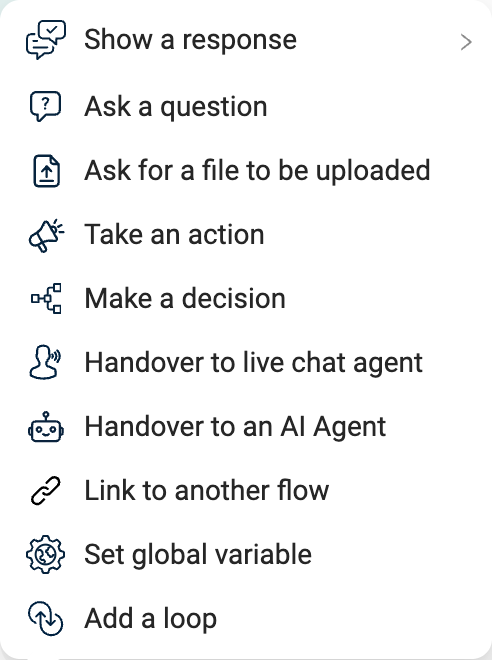 Add bubble menu in EBI's AI Studio showing Handover to an AI Agent